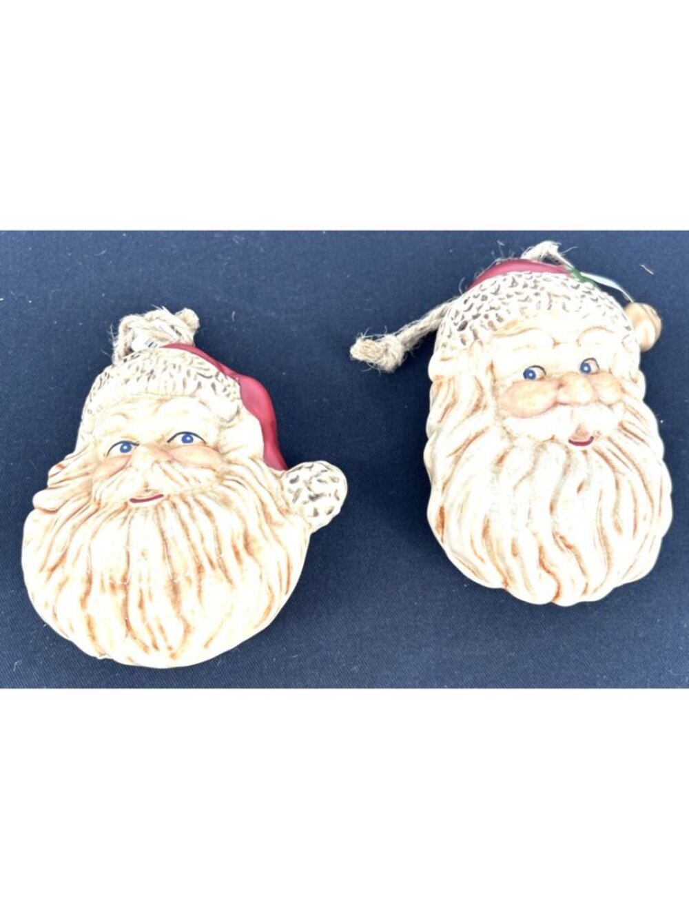 Dept 56 Santa Claus Head Christmas Figurine Ceramic 4.5" Lot of 2 Vtg